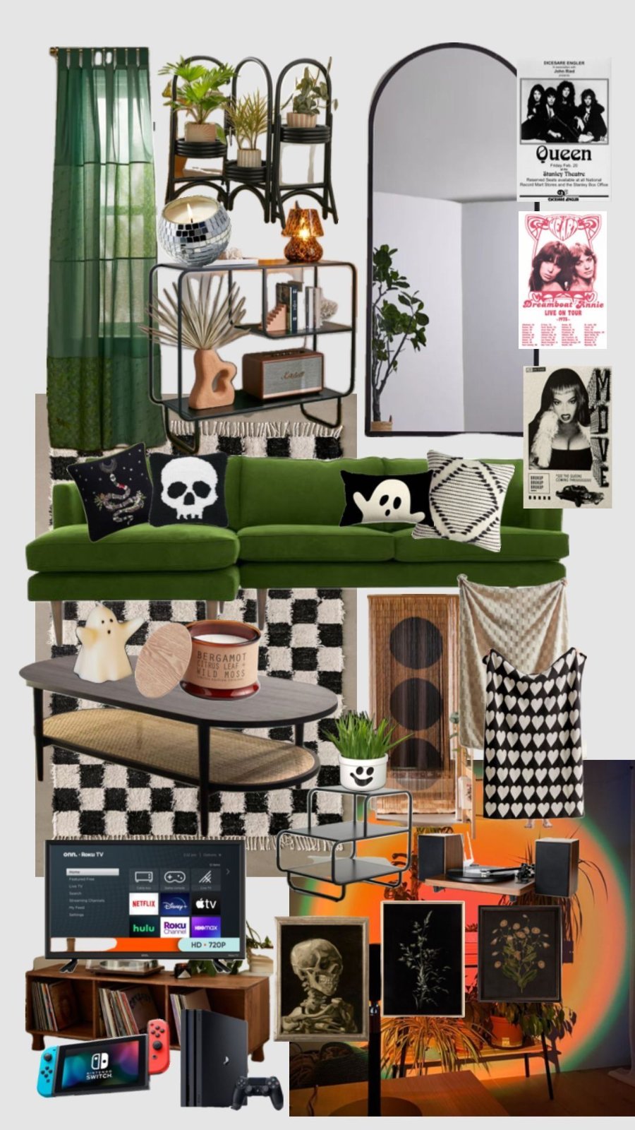 Velours Vert & Noir Graphique