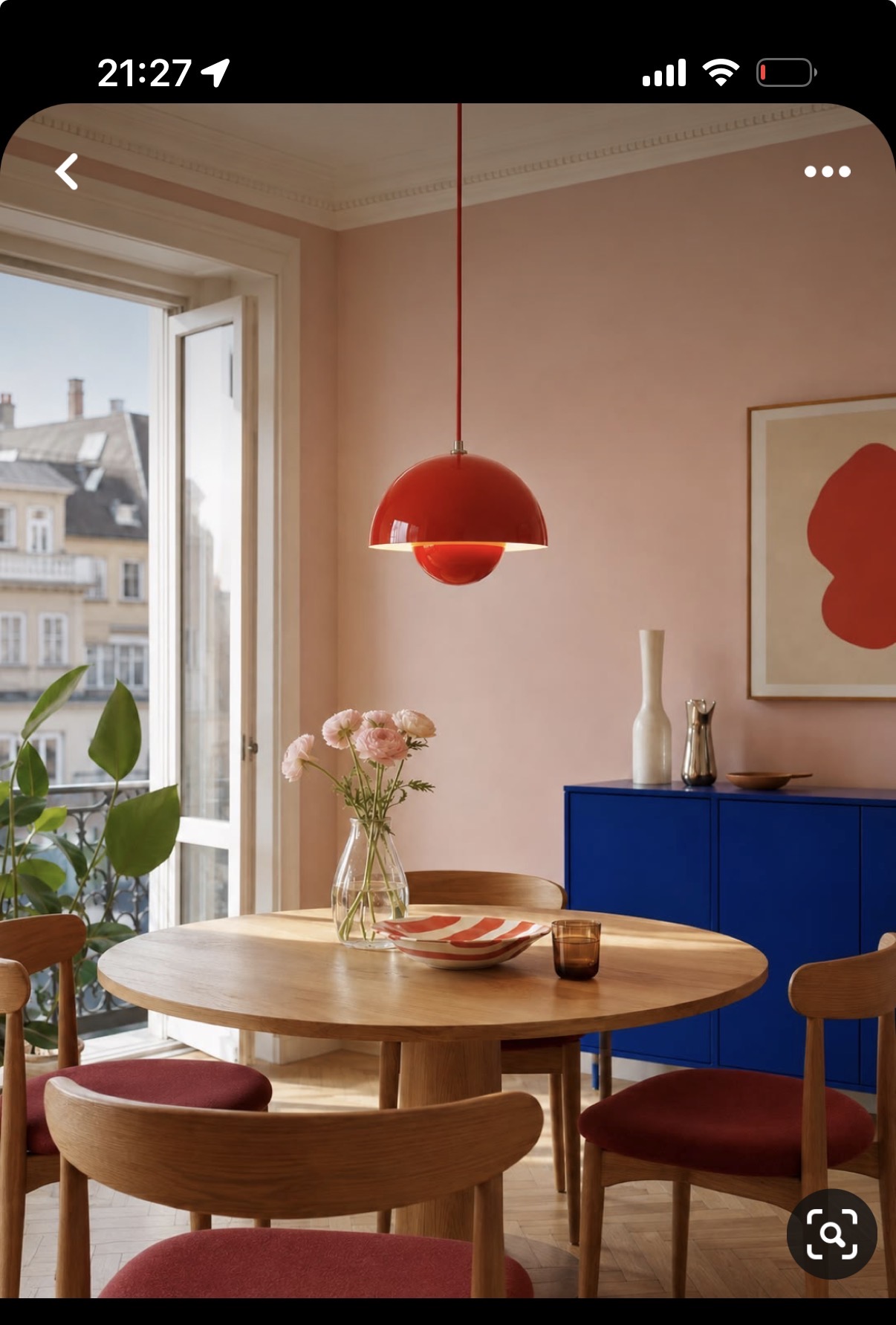 Scandinave Rose & Bleu — intérieur style 70s sur Beyit