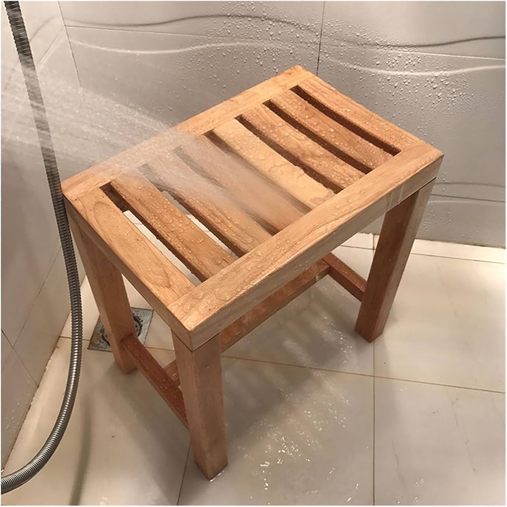 Tabouret de douche en teck par Style spa nordique — Beyit